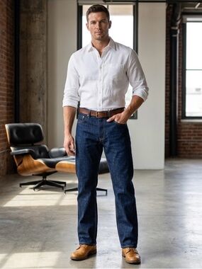 Adam Levine Collection Men's Dark Blue Straight Jeans